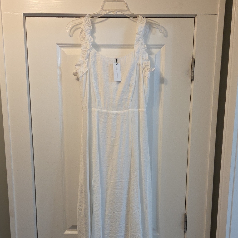 Sugarlips White Ruffle Strap Midi Dress NWT Size Small